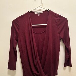 Laila Jayde Deep Burgundy Wrap Blouse